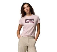 Columbia Women's Ruby Springs Graphic Fitted Short Sleeve, Short Sleeve T-Shirt, Mineral Pink Moonlit Hillscape, Medium