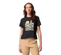 Columbia Women's Ruby Springs Graphic Fitted Short Sleeve, Short Sleeve T-Shirt, Black/Get Hiked, L