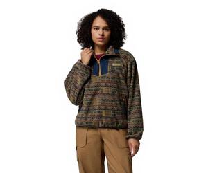Columbia Women's Sequoia Grove Printed Half Zip, Fleece Pull Over, Stone Green Horizons, XL