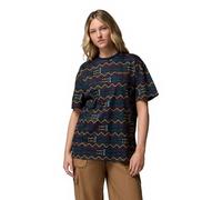 Columbia Women's Sequoia Grove Printed Tee, Short Sleeve T-Shirt, Collegiate Navy, Horizons, M