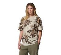 Columbia Women's Sequoia Grove Printed Tee, Short Sleeve T-Shirt, Dark Stone/Blossoming, Medium