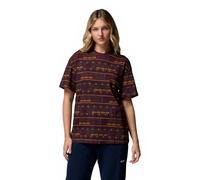 Columbia Women's Sequoia Grove Printed Tee, Short Sleeve T-Shirt, Rich Wine, Horizons, XS