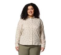 Columbia Women's Silver Ridge Utility Patterned Long Sleeve Shirt, Dark Stone Deserted, 2X