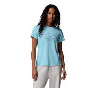 Columbia Women's Sloan Ridge Graphic Short Sleeve Tee, Short Sleeve T-Shirt, Vintage Blue, Linear Landscape, S