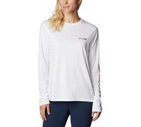 Columbia Women's Tidal Tee PFG Fish Flag Long Sleeve Hiking Shirt, White/Bluestone Gradient, Small