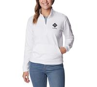 Columbia Women's Trek French Terry Half Zip Sweater, White/Black Stacked Logo, Large