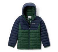 Columbia Youth Boys Powder Lite 2 Hooded Jacket, Hooded Puffer Jacket, Rain Forest, Collegiate Navy, M