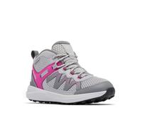 Columbia Youth Unisex Peakfreak Rush Mid Waterproof, Waterproof Mid Rise Trekking and Hiking Boots, Ti Grey Steel/Wild Fuchsia, 4