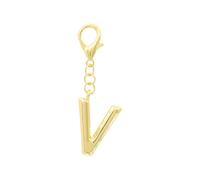 Columbus 14K Gold Plated Intial Bag Keychain with Lobster Lock - Cute Alphabet Letter for Women Bag Tote Keys (V)