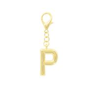 Columbus 14K Gold Plated Intial Bag Keychain with Lobster Lock - Cute Alphabet Letter for Women Bag Tote Keys, L, Gold Plated Brass, No Gemstone