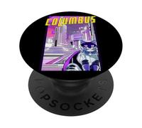 Columbus Cat Retro Anime Cityscape Ohio USA Vintage Funny PopSockets Adhesive PopGrip