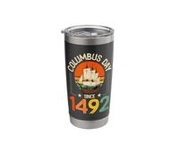 Columbus Day Since 1492 Vintage Explorer Ship Stainless Steel Insulated Tumbler