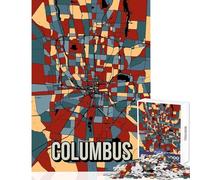 Columbus Ohio City Map Jigsaw 1000 Pieces for Teenagers Improve Overall Mental Performance Mindful Soothing Leisure Game (50x75cm)