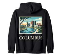 Columbus Ohio Skyline Scioto River Retro Vintage Art Zip Hoodie
