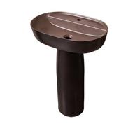 Column Basin, 2-Pieces Floor Standing Sink, Black Ceramic Sink Combo, Outdoor Courtyard Vanity Vessel Washbasin (Color : D) (A One Size)
