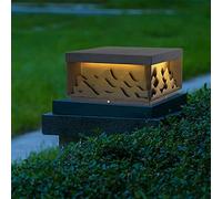 Column Post Lights - Stainless Steel Square Column Pillar Lamps Modern Black Patio Fence Column Pedestal Light Waterproof Exterior Gate Deck Stigma Lantern