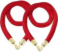 Column Rope, Velvet Barrier, Crowd Control, Red As Queue Divider, Safety, 1.5M Long Line(4.9ft/150cm)