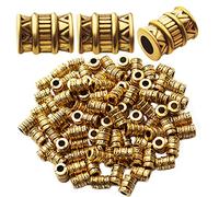 Column Spacer Beads,100pcs Antique Gold Barrel Spacer Beads Alloy Tibetan Beads Tube Bead Spacers Loose Beads for Jewelry Making Finding Accessory