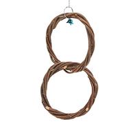 Columpio de doble anillo de madera Natural, percha segura para pájaros, no masticable, para loros pequeños y medianos, ejercicio de juego