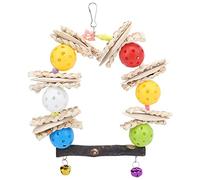Columpio de madera Natural para loros con huesos de sepia y hojas de maíz, soporte para juegos de masticar para pájaros, accesorios para jaulas, mascotas duraderas y seguras