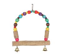 Columpio de madera para loros con cuentas de colores y gancho para loros pequeños y medianos, seguro, duradero, accesorios de entrenamiento para no mascotas