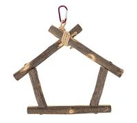 Columpio de madera para loros, percha Natural para pájaros con gancho para escalada en jaula, juego de ejercicios de masticación