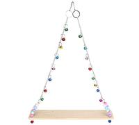 Columpio de madera para pollo, percha colgante con campanas para loros medianos y grandes, duradero, divertido, masticable, parque infantil para pollos, madera, plástico, metal,