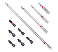 ColumPRO 10PCS Magnetic Bit Holder Set, 300 MM丨150 MM丨100MM丨60MM Bit Holder for Impact Driver Bits with 3*PH2 + 3*PZ2 Impact Driver Bits