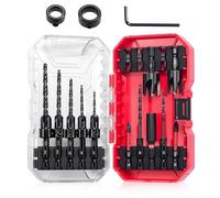 ColumPRO 15PCS Countersink Drill Bit Set for Woodworking, High-Speed Steel Tapered Drill Bits with Plug Cutter, Depth Stop Collar, Quick Change 1/4" Hex Shank for Pilot Hole & Screw Countersinking