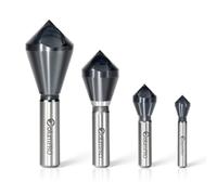 ColumPRO 4PCS Cobalt Single-End Countersink Chamfer Tool Set - Heavy-Duty M35 90-Degree Countersink Bits for Metal, Stainless Steel, Copper, Wood, Fiberboard,SAE 1/4"-3/4", 2-5, 5-10, 10-15, 15-20MM