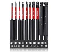 ColumPRO Allen Key Bit Set, 10PCS 100mm Ball End Hex Bit Set, Long Allen S2 Steel Magnetic Screwdriver Bit Set for Complex Workplace.