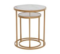 Colva Nest of Tables - Set of 2 - White Marble with Gold