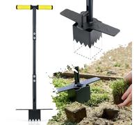 Colwelt Sod Plugger Tool 91.5CM, Grass Plug Tool 8 x 8CM Square with Serrated Base, Long Handle Bulb Planter Tool with Dual Pedals & Easy Foot Ejector, Sod Turf Cutter for Lawn Planting Grass Repair