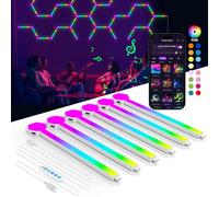 COLWINKU Constellation Starter Kit, 6 Pack Long Strip Shape LED Smart Light Panel Remote & App Control Wall Mood Lights, Geometry Night Lamp DIY Smart Wall Lights Sync to Music for Room Bar Decor