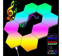 COLWINKU Hexagon Starter Kit, 8 Pack Big LED Smart Light Panels - Remote & App Control Wall Mood Lights, Geometry Night Lamp DIY Hexagon Smart Wall Lights Sync to Music for Room Bar Gaming Decor