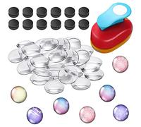 Colzzy 41-Piece Fridge Magnet Craft Set - Round & Clear Style DIY Kit with 1-Inch Paper Punch, 20 Magnets, 20 Glass Cabochons