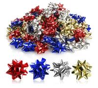 COM-FOUR® 100x gift bows in great colors - self-adhesive ready-made bows for decorating gifts for Christmas and weddings (100 pieces - gloss - 4 colors)