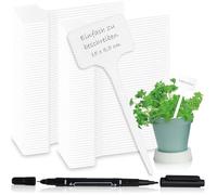com-four® 100x plant labels with dual-tip marker - plug-in labels 15 cm for rooms, balconies, gardens - plant plugs for labeling - cultivation plugs for beds, plant pots