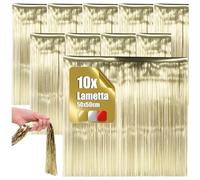 COM-FOUR® 10x tinsel - gold-colored tinsel garland for Christmas - Christmas tree decorations for the Christmas tree - tinsel curtain with smooth threads (gold colored - 10 pieces)