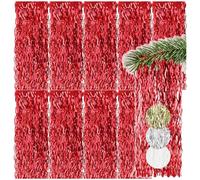 COM-FOUR® 10x tinsel - red tinsel garland for Christmas - Christmas tree decorations for the Christmas tree - tinsel curtain with wavy threads (red - 10 pieces)