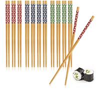 COM-FOUR® 12 Pairs of Bamboo Chopsticks - Reusable Chopsticks - Wooden Set with Colorful Design - Bamboo Cutlery, Wooden Chopsticks [Selection Varies] (12 Pairs of Chopsticks - Colorful)