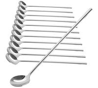 COM-FOUR® 12-Piece Spoon Set - Spoon with Long Handle - Latte Macchiato Spoon - ice Cream Spoon - Coffee Spoon - Dessert Spoon - Cocktail Spoon - Dishwasher Safe (12 Pieces - Latte Spoons 17cm)