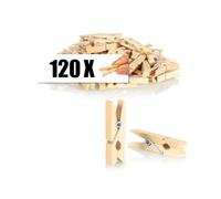 COM-FOUR® 120x mini clothes pegs made of lotus wood, small wooden pegs as decoration for pictures, collages, postcards, photos & gifts (120 pieces - natural)