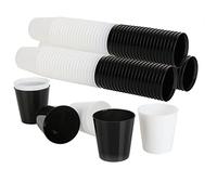 com-four® 120x Shot Cups Reusable - Shot Glasses - Shot Glass for Parties, Camping and on the go - Reusable and Dishwasher-Safe (120 Pieces - Black + White)
