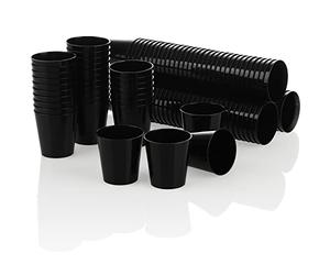 com-four® 120x Shot Cups Reusable - Shot Glasses - Shot Glass for Parties, Camping and on The go - Reusable and Dishwasher-Safe (120 Pieces - Black)