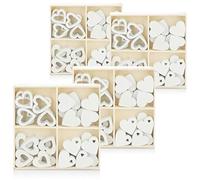 COM-FOUR® 128x Heart Sprinkle Decoration, Small Wooden Hearts in Four