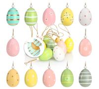 com-four® 12x Easter eggs to hang up - Easter decorations made of wood in great colors - Easter eggs with beautiful patterns