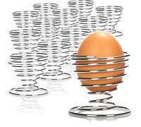 com-four® 12x Egg cups made of chromed metal - Elegant egg holder with a metallic look - Breakfast set in a spiral design (12 pieces - spiral)