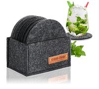 COM-FOUR® 12x felt glass coasters - round table coasters - coasters for pots, glasses, vases (Ø 10cm - round + holder felt)