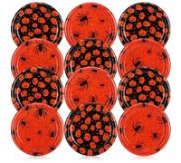 com-four® 12x Halloween Decorative Plates - Decorative Plates with Great Scary Motifs - Bowl for Halloween and Theme Parties as Room Decoration (12 Pieces - Spider + Pumpkin)